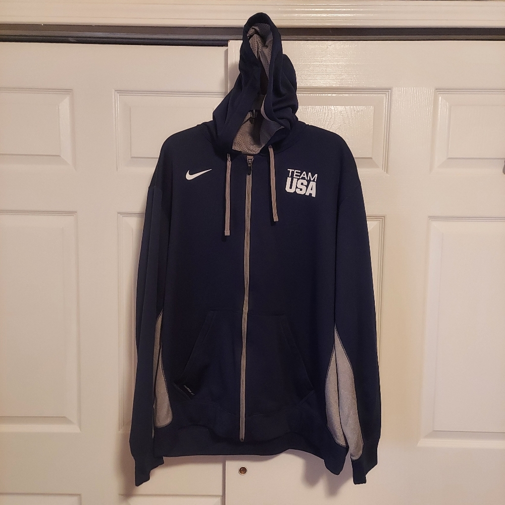 Nike Therma Fit Team USA Navy Gray Hooded Jacket
